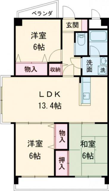 ビオス菰口(3LDK/3階)の間取り写真