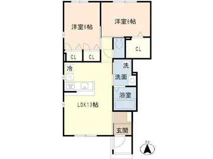 サニーホーム(2LDK/1階)の間取り写真