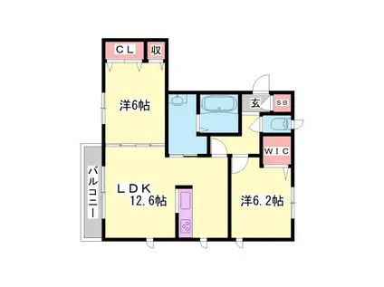 第3ハイツ宝和(2LDK/2階)の間取り写真