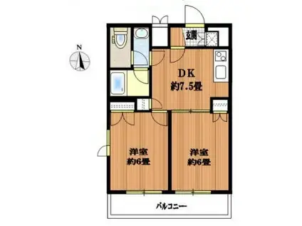 ループル中野弥生町弐番館(2DK/4階)の間取り写真