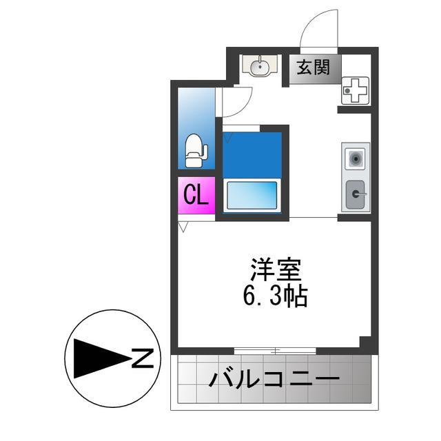 COURT GIN(1K/3階)の間取り写真