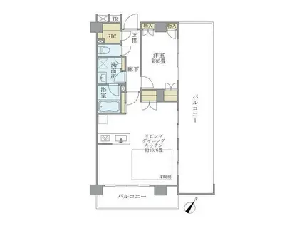 BRILLIA二子多摩川ID(1LDK/6階)の間取り写真