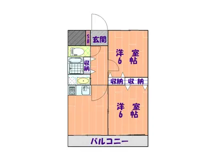 グラントレックII(2DK/3階)の間取り写真