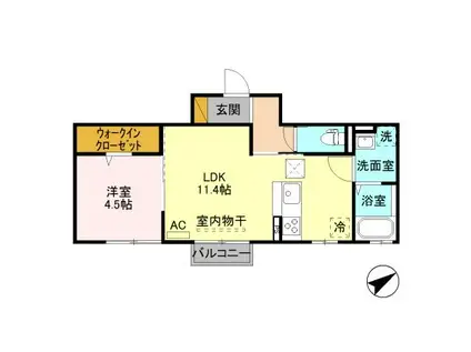 アクシアII要町(1LDK/1階)の間取り写真