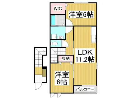 フェリスセレソ(2LDK/2階)の間取り写真
