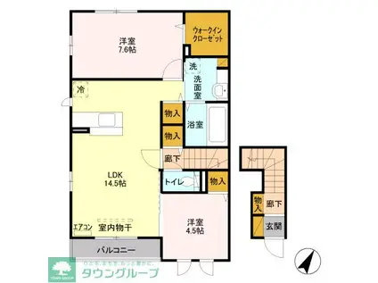 プリムヴィラ(2LDK/2階)の間取り写真