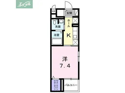 クレア コート(1K/2階)の間取り写真