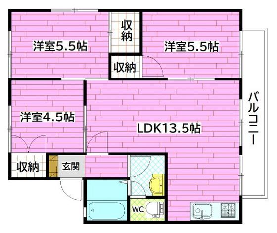 セジュール堀田(3LDK/2階)の間取り写真