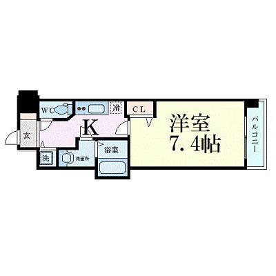 プレサンス谷町キャトル(1K/9階)の間取り写真