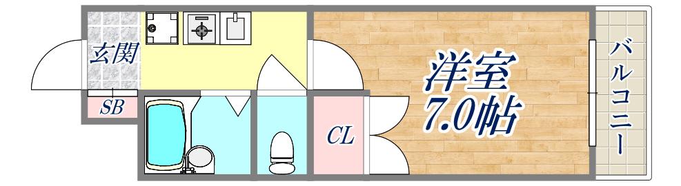 ソレイユ西宮(1K/3階)の間取り写真