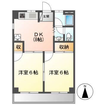 日和マンション(2DK/2階)の間取り写真