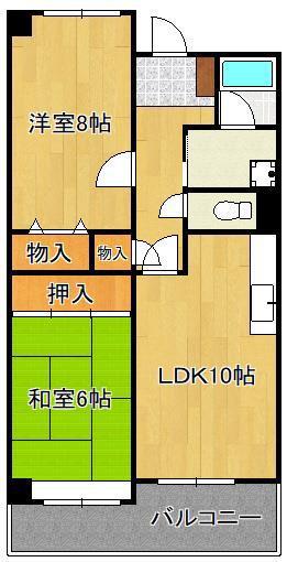 ラ・セール石崎(2LDK/2階)の間取り写真