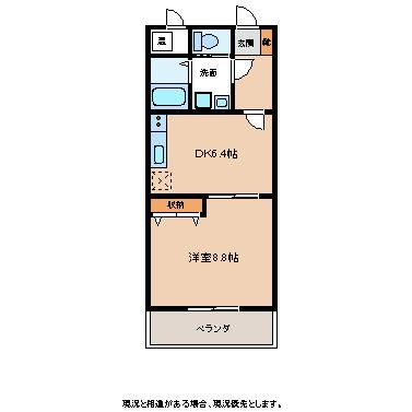 マンション麻績(1DK/3階)の間取り写真