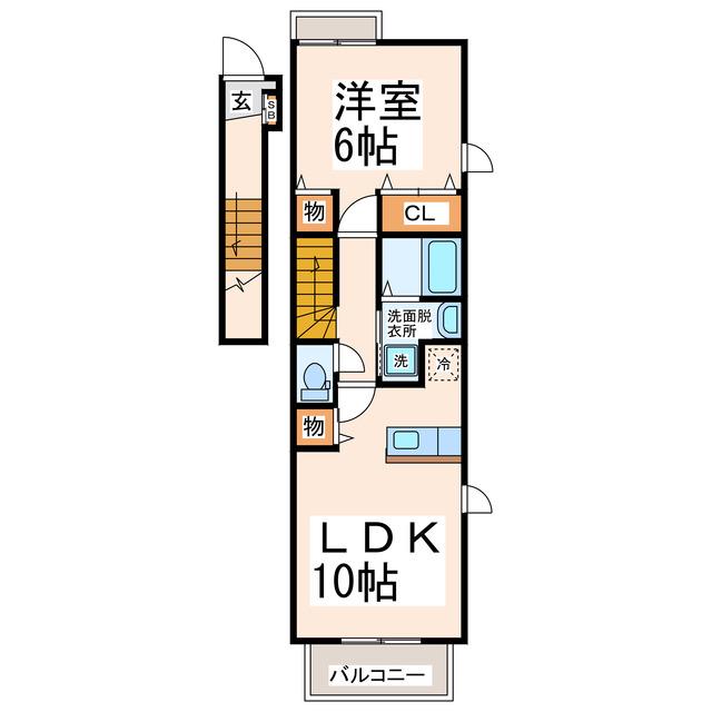 サンシャインCASA A・B(1LDK/2階)の間取り写真