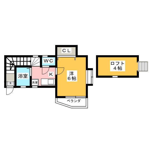 テイクコート平山城址(1K/2階)の間取り写真