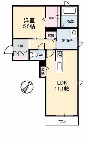 コンフォーザ A棟(1LDK/1階)の間取り写真