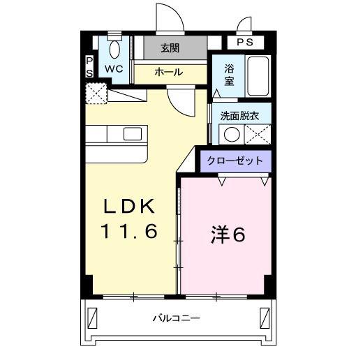 SEASIDE潮平(1LDK/3階)の間取り写真