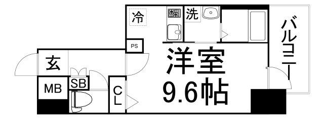 プレサンス立売堀パークシティ(1K/4階)の間取り写真