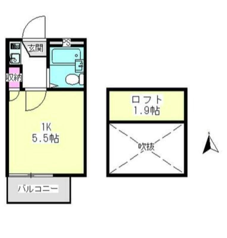 ハイホーム久が原(1K/2階)の間取り写真