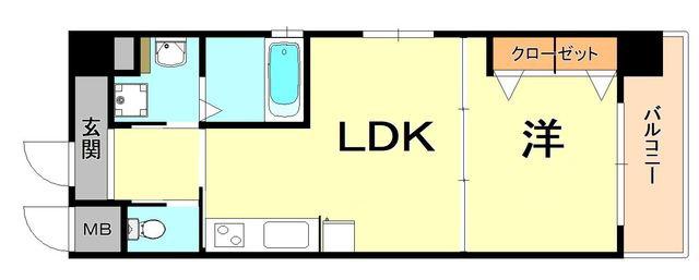 プリオーレ三宮(1LDK/11階)の間取り写真