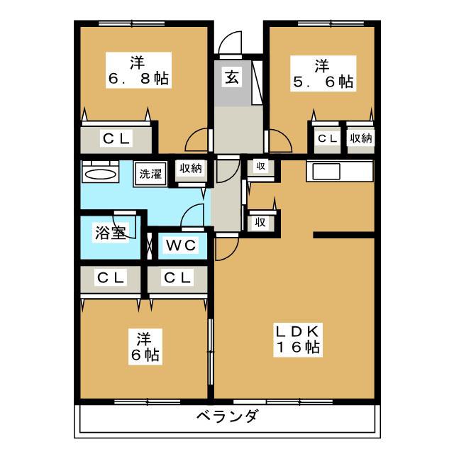 ハウス千葉NT A棟(3LDK/1階)の間取り写真