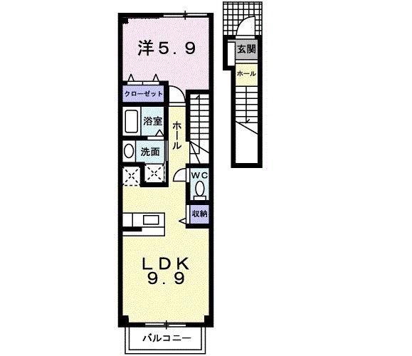 コーズィーコートR・SI(1LDK/2階)の間取り写真