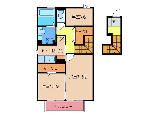 コンフォーティア駅東(2LDK/2階)の間取り写真