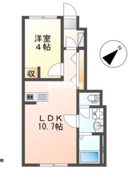 ベルメゾン矢取II(1LDK/1階)の間取り写真