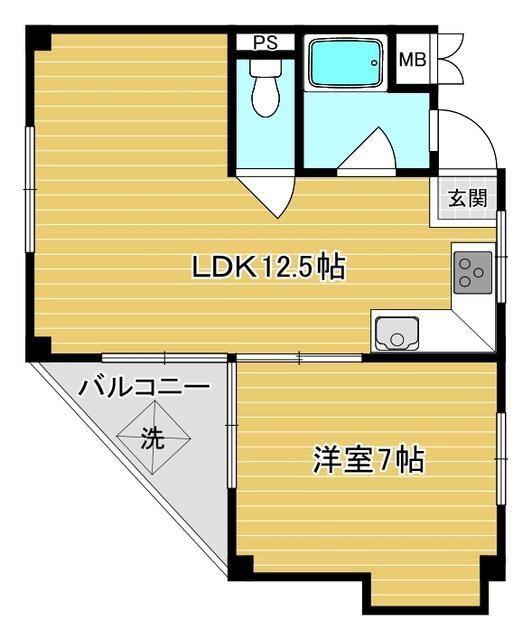 シャングリラ丸久(1LDK/2階)の間取り写真