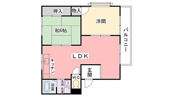 コーポラスベル(2LDK/1階)の間取り写真