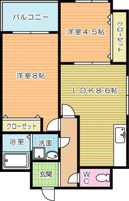 ANESYS(2LDK/5階)の間取り写真