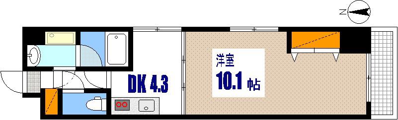 グラシア 幟町(1DK/2階)の間取り写真