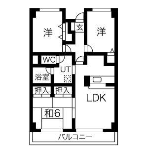アーバンコートK(3LDK/4階)の間取り写真