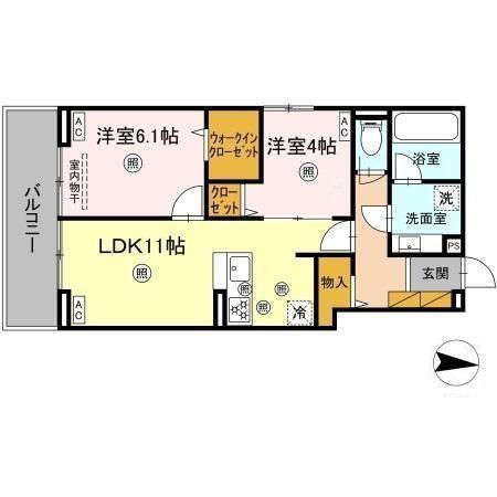 D-KUUTIO(2LDK/3階)の間取り写真