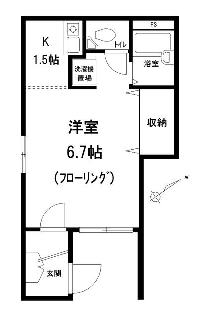 フラッツY(1K/1階)の間取り写真