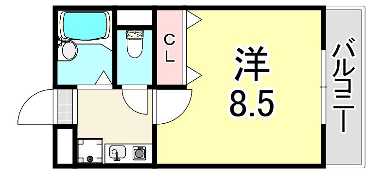 レオパレスサンブライト(1K/3階)の間取り写真