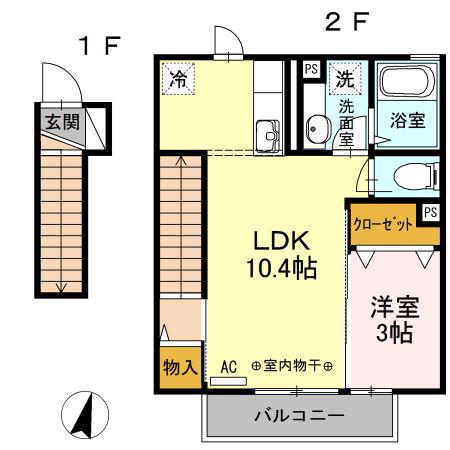サロン デュノール(1LDK/2階)の間取り写真
