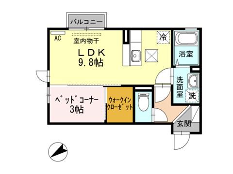 GLANZ-K(1LDK/1階)の間取り写真
