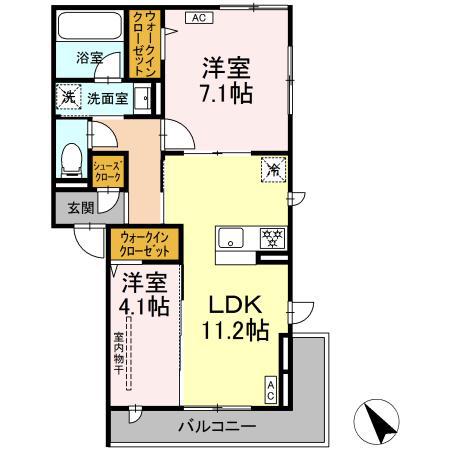 MAHALOAINA(2LDK/1階)の間取り写真