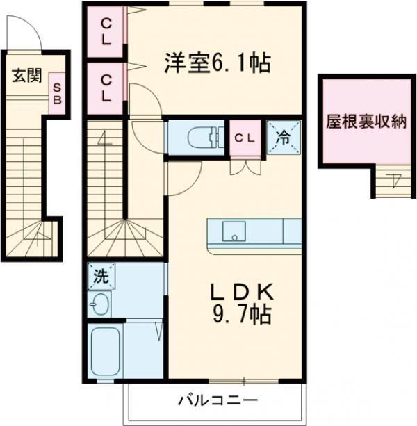 サーラ・マンジェA棟(1LDK/2階)の間取り写真