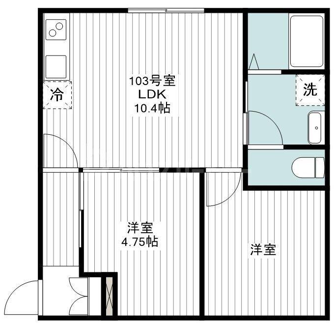 シュカ千川(2LDK/1階)の間取り写真