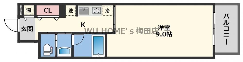 アムズメイプル扇町(1K/2階)の間取り写真