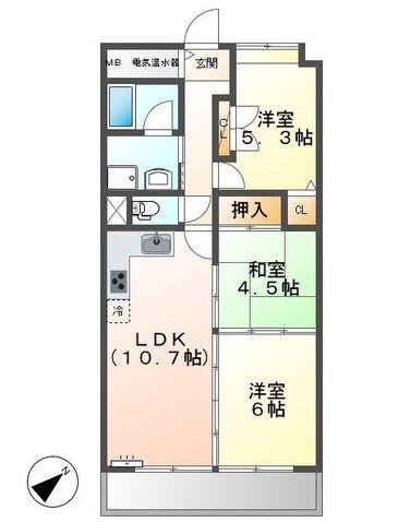 クリーンピア米子加茂町(3LDK/2階)の間取り写真