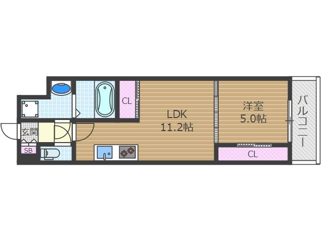 ビエラコート岸部中(1LDK/4階)の間取り写真