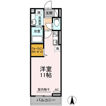 ヴィラパティオC(ワンルーム/3階)の間取り写真