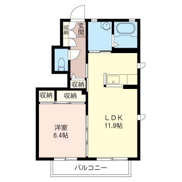 モアナ A(1LDK/1階)の間取り写真