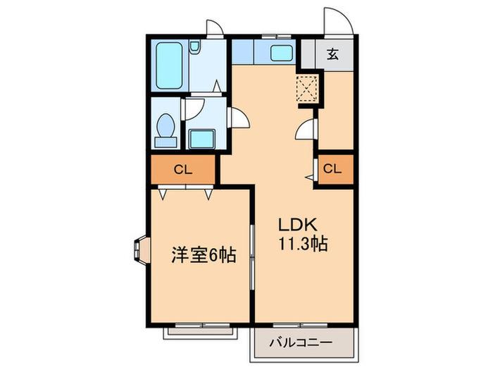 スカイハイツIII(1LDK/2階)の間取り写真