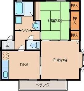 アルコバレーノA(2DK/2階)の間取り写真
