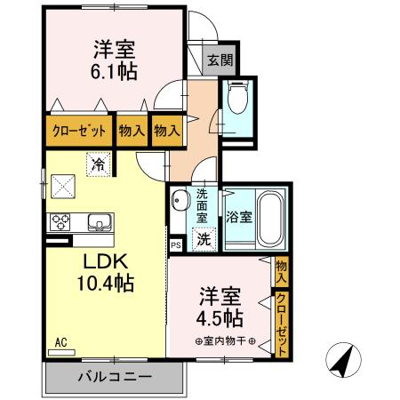 レ・セーナA(2LDK/1階)の間取り写真