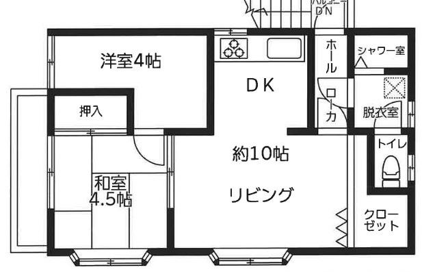 山田アパート(2LDK/2階)の間取り写真
